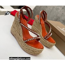Christian Louboutin Heel 12cm Platform 4.5cm Malfadina Zeppa Wedge Espadrille Sandals Brown
