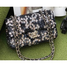 Chanel Black/White Sequins Medium Classic Flap Bag 2022