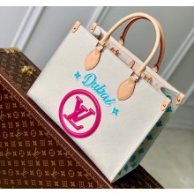 Louis Vuitton jacquard Fabric OnTheGo MM Tote Bag M20815 Fuchsia