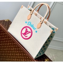 Louis Vuitton jacquard Fabric OnTheGo GM Tote Bag M20815 Fuchsia