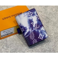 Louis Vuitton Pocket Organizer Wallet M81413 Blue Monogram Bandana Print