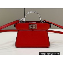 Fendi padded nappa leather Peekaboo ISeeU Micro Bag Red 2022