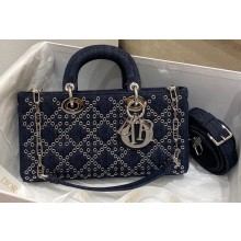 Dior Lady D-Joy Bag in Eyelet Blue Cannage Denim 2022