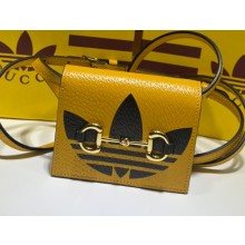 Gucci x Adidas card case with Horsebit Bag 702248 leather Yellow 2022