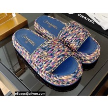 Chanel Chain Around Woven rope Mules Blue 2022