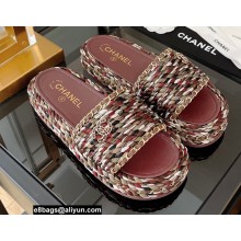 Chanel Chain Around Woven rope Mules Burgundy 2022
