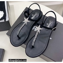 Chanel Crystal Star Thong Sandals Black 2022