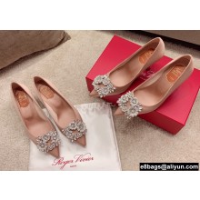 Roger Vivier Heel 4.5cm/8.5cm Flower Strass Buckle Pumps Satin Nude