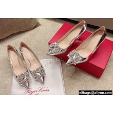 Roger Vivier Heel 4.5cm/8.5cm Flower Strass Buckle Pumps Mirror Silver