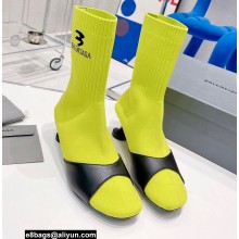 Balenciaga Heel 5cm Sock Bootie in smooth calfskin and recycled knit Yellow 2022