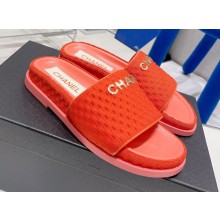 Chanel Logo Checked wool fabric Mules Red 2022
