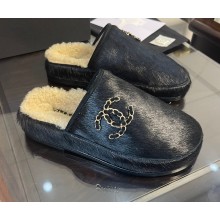 Chanel CC Logo Calfskin and Suede Calfskin Mules G38648 Black 2022