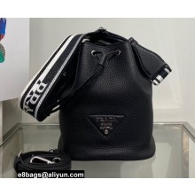Prada Leather bucket bag 1BE060 Black 2022