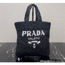 Prada Small raffia tote bag 1BG422 Black 2022