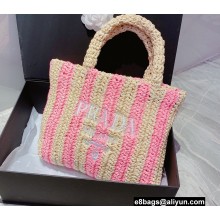 Cheap Sale Prada Small raffia tote bag Pink 2022