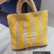 Cheap Sale Prada Large raffia tote bag Yellow 2022