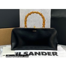 Jil Sander Goji Frame Small Bamboo Tote Bag 7148 Black
