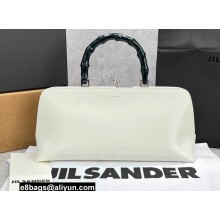 Jil Sander Goji Frame Small Bamboo Tote Bag 7148 White
