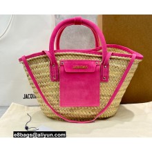 Jacquemus Le Panier Soleil raffia tote bag 2063 Pink