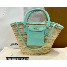 Jacquemus Le Panier Soleil raffia tote bag 2063 Light Blue