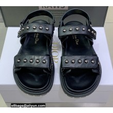 Dior Lambskin and Silver-Finish Rivets DiorAct Sandals Black 2022