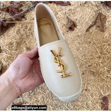 Saint Laurent monogram Logo Espadrilles In Lambskin Beige 2022
