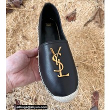 Saint Laurent monogram Logo Espadrilles In Lambskin Black 2022