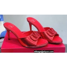Valentino Heel 8.5cm Crystal VLogo Signature Slip-On Sandals Python Pattern 02 2022
