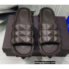 Valentino Roman Stud Turtle Slide Sandal in rubber Coffee 2022