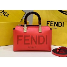 Fendi By The Way Mini Boston Bag Red with rigid plexiglass handles 2022