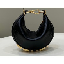 Fendi leather Nano Fendigraphy Hobo Bag Charm crocodile Print Black 2022