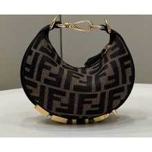 Fendi Brown FF fabric Nano Fendigraphy Hobo Bag Charm Coffee 2022