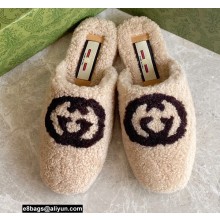 Gucci Interlocking G shearling flat slippers Beige 2022