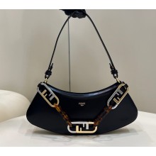 Fendi O’Lock Swing Leather Pouch Bag Black 2022