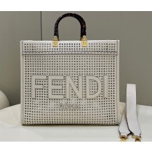 Fendi Sunshine Medium Shopper Tote Bag Two-toned perforated leather 2022