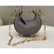Fendi Nano Fendigraphy Hobo Bag Charm houndstooth wool 2022