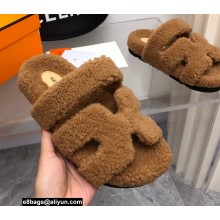 Hermes woolskin Chypre sandals Brown 2022