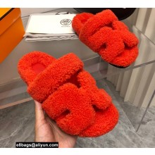 Hermes woolskin Chypre sandals Red 2022