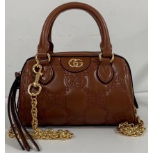 Gucci GG matelassé leather top handle bag ‎702251 Brown 2022