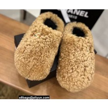 Chanel Shearling Jewel CC Logo Mules Brown 2022