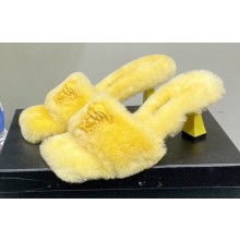 Versace Heel 7cm La Medusa Shearling Mules Yellow 2022