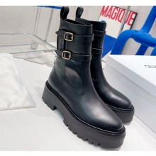 Celine Bulky Buckled Medium Boots In Calfskin Black 2022