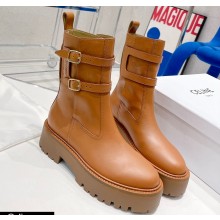 Celine Bulky Buckled Medium Boots In Calfskin Brown 2022