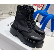 Celine Bulky Laced Up Boots In Nylon And Shiny Bull Black 2022