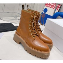 Celine Lace-up Boots With Studded Outsole Celine Bulky In Shiny Bull Brown 2022