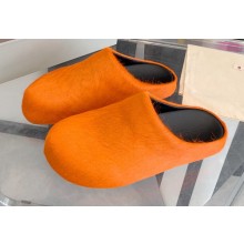 Marni long hair calfskin Fussbett sabot Orange 2022