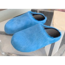 Marni long hair calfskin Fussbett sabot Blue 2022