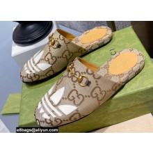 Gucci x adidas women's Trefoil slipper 702211 Jumbo GG Beige 2022