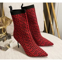 Balmain Heel 9.5cm Bicolor stretch knit Skye ankle boots with Balmain monogram 03 2022