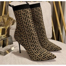 Balmain Heel 9.5cm Bicolor stretch knit Skye ankle boots with Balmain monogram 05 2022